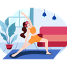 free girl doing yoga using vr illustrations