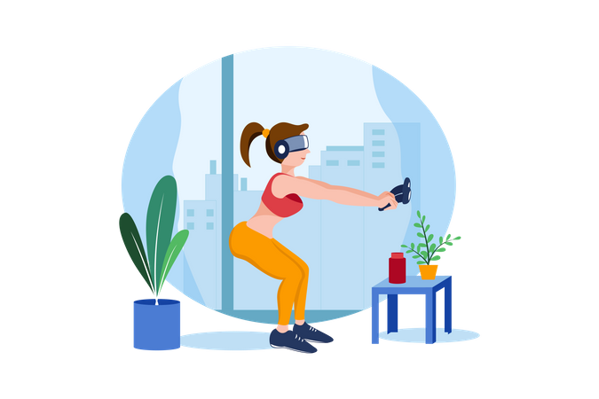 Virtual fitness using VR tech Illustration