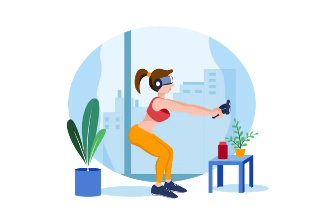 Virtual fitness using VR tech  Illustration