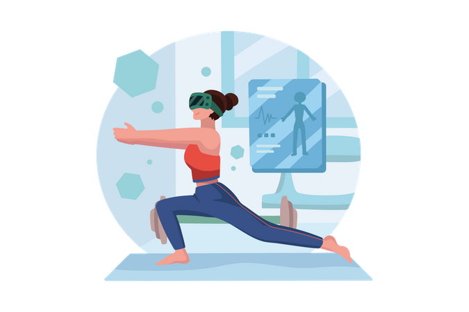 Virtual fitness using VR tech  Illustration