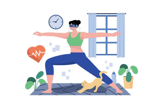 Virtual Fitness using VR Tech  Illustration