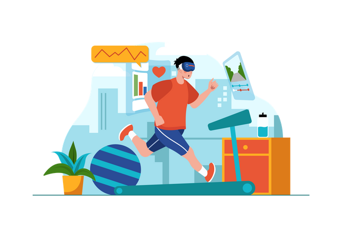 Virtual fitness using VR tech  Illustration