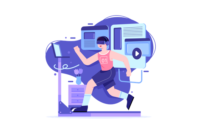 Virtual fitness using VR tech  Illustration