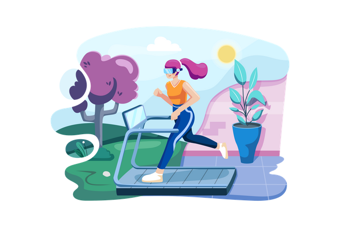 Virtual fitness using VR tech  Illustration