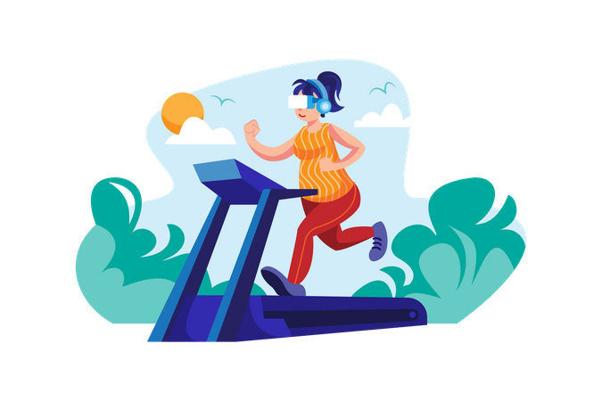 Virtual fitness using VR tech  Illustration