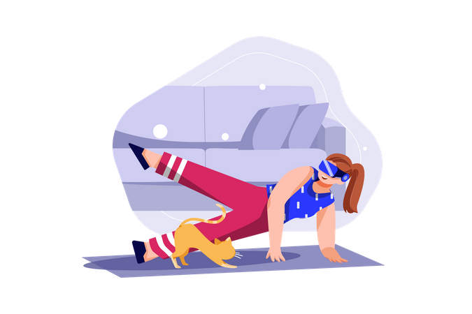 Virtual fitness using VR tech  Illustration