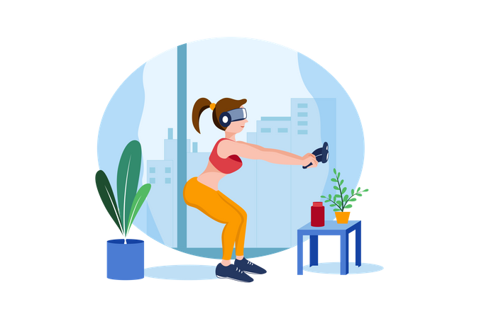 Virtual fitness using VR tech  Illustration