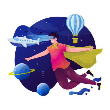 Virtual flying experience Illustration