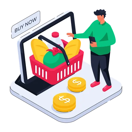 Virtual Food Delivery  Illustration