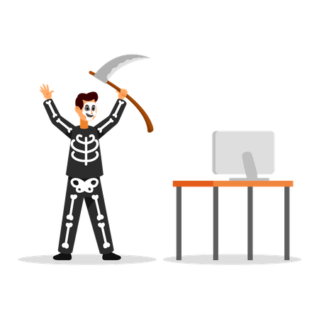 Virtual Halloween Party  Illustration