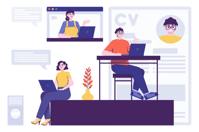 Virtual Hiring  Illustration