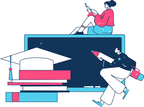 Virtual Learning  Illustration