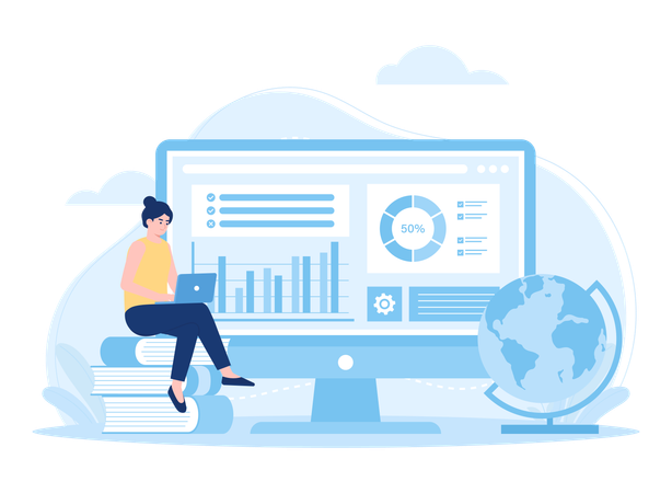 Virtual Learning  Illustration
