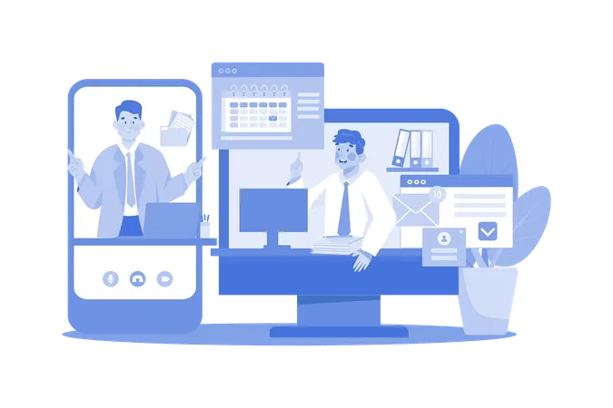 Virtual Meeting Illustration Concept On A White Background Illustration