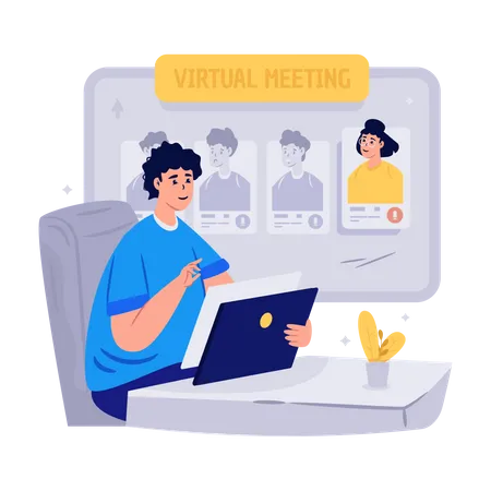 Virtual Meeting Concept 일러스트레이션