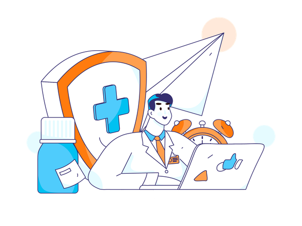 Virtual Physician Visit  Illustration