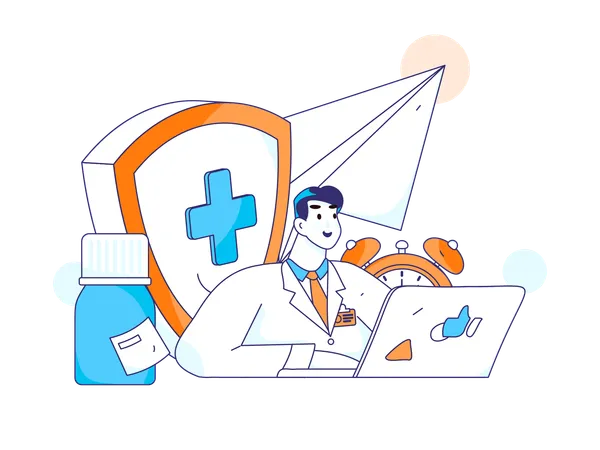 Virtual Physician Visit  Illustration