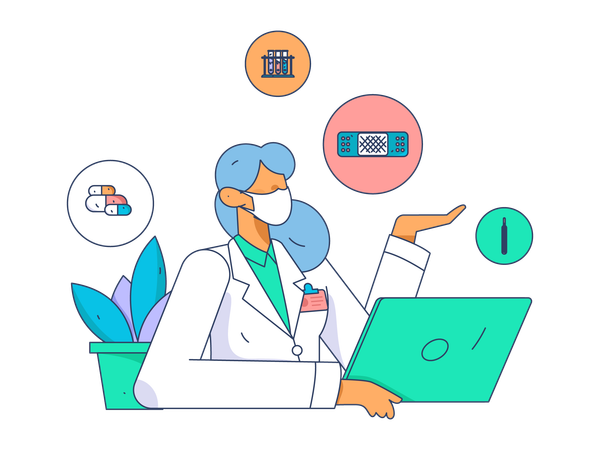 Virtual Physician Visit  Illustration