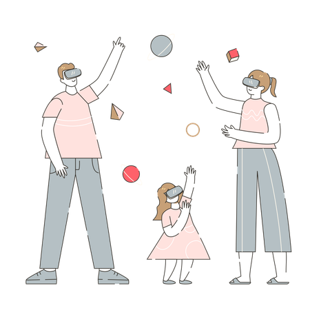 Virtual Reality-Familienspiele  Illustration