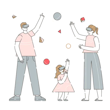 Virtual Reality Family Games  Illustration