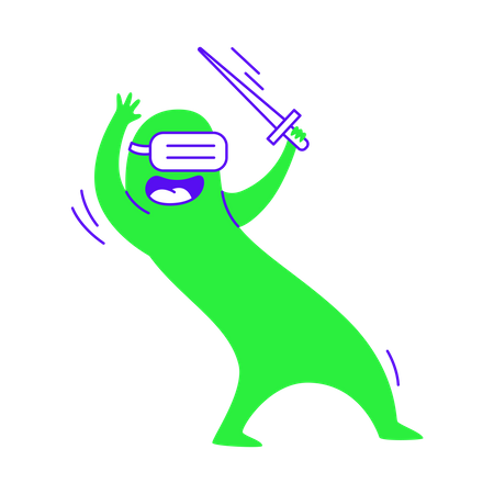 Virtual reality sword fighting  イラスト