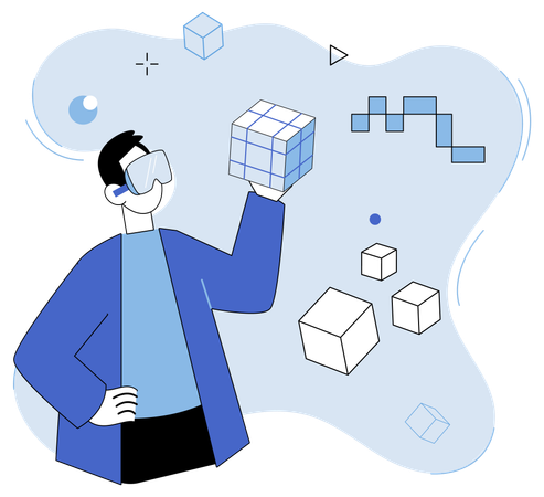 Virtual reality technology immerses users in simulated environments within virtual space  Illustration