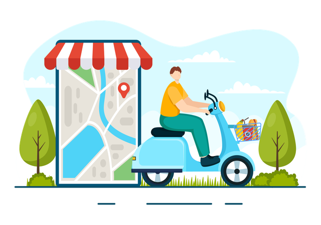 Virtual Restaurant Delivery  Illustration