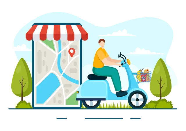 Virtual Restaurant Delivery  Illustration