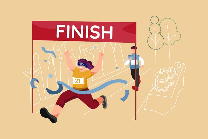 Virtual Running Race Illustration
