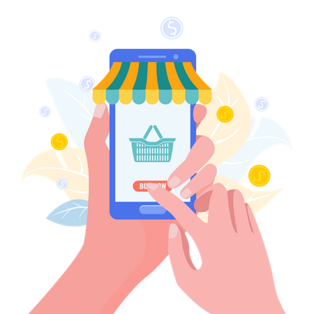 Virtual shopping store Illustration