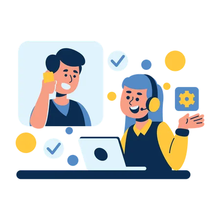 Virtual Support Session with Friendly Customer Service  Illustration