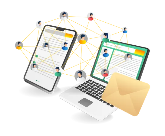 Virtual team network  Illustration