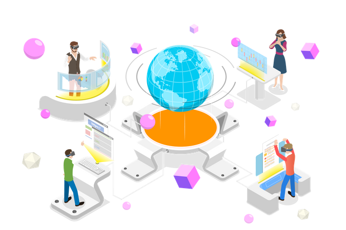 Virtual World Technology  Illustration