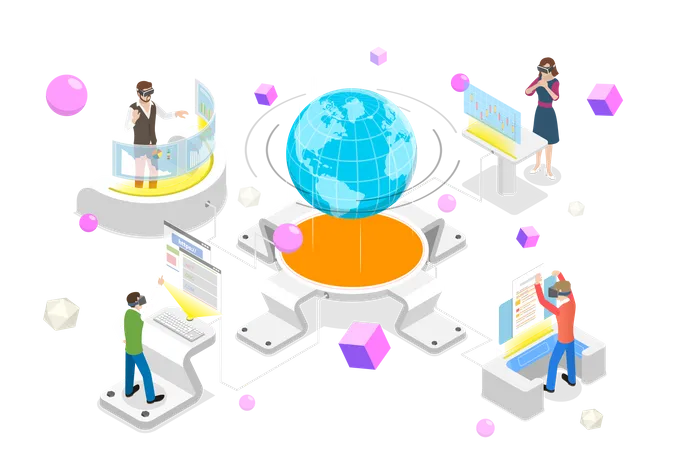 Virtual World Technology  Illustration