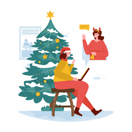 Virtuelle Weihnachtsgrüße  Illustration