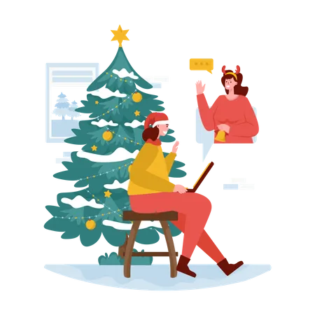 Virtuelle Weihnachtsgrüße  Illustration