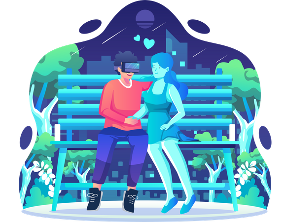 Virtuelles Dating mit VR-Technologie  Illustration