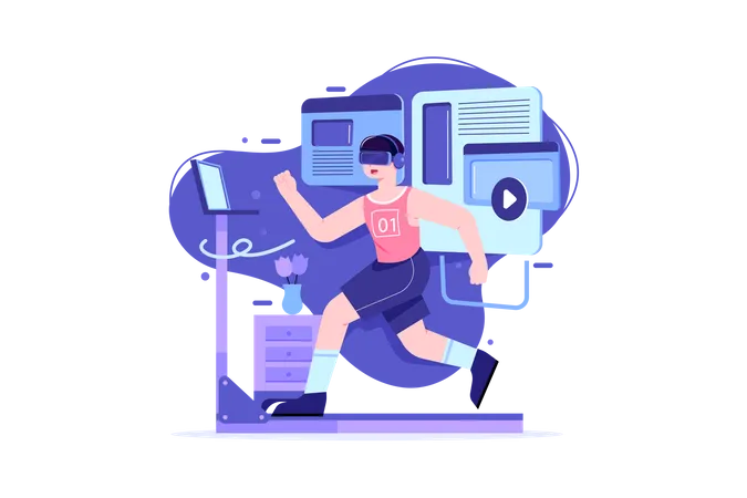 Virtuelle Fitness mit VR-Technologie  Illustration