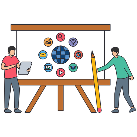 Lernen im virtuellen Klassenzimmer in der Quarantäne  Illustration