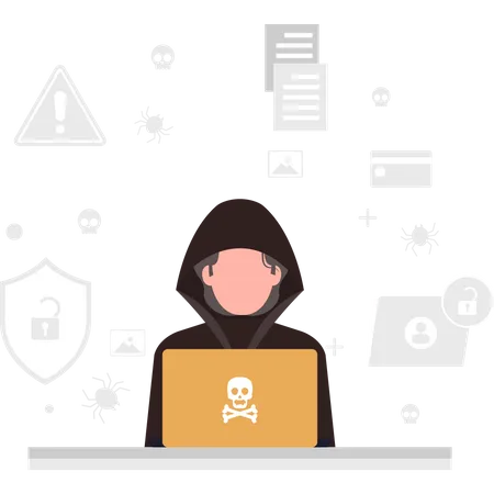 Virus attack from hacker  Illustration