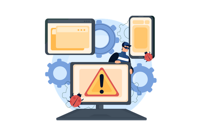 Virus attack from hacker  イラスト