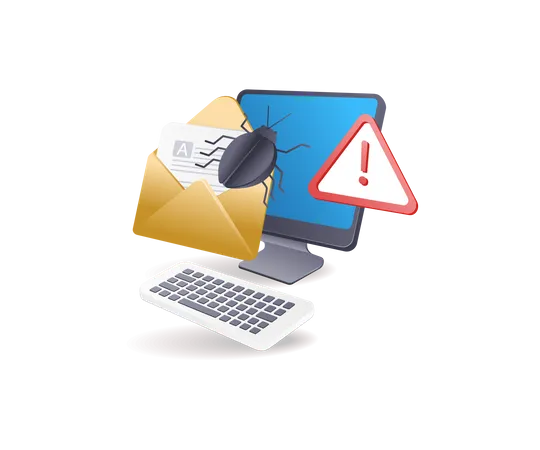 Virus attack warning email  Illustration