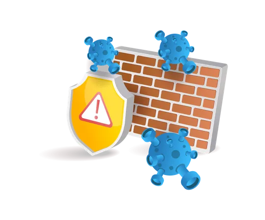 Virus attack warning given by wall security  Illustration