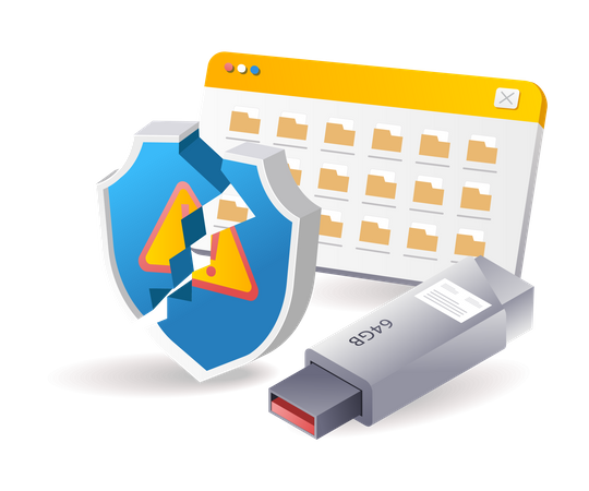 Virus attacks on portable data storage  Illustration
