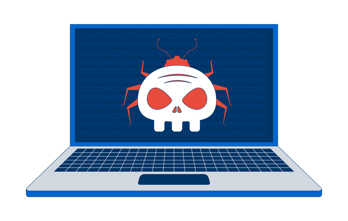 Virus bug on laptop  Illustration