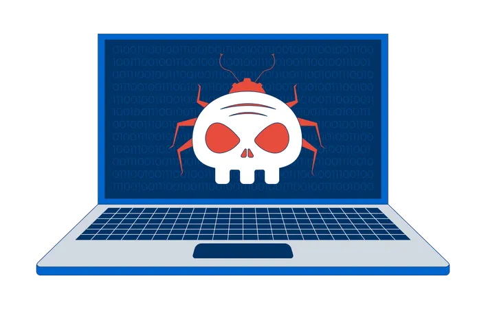 Virus bug on laptop  Illustration