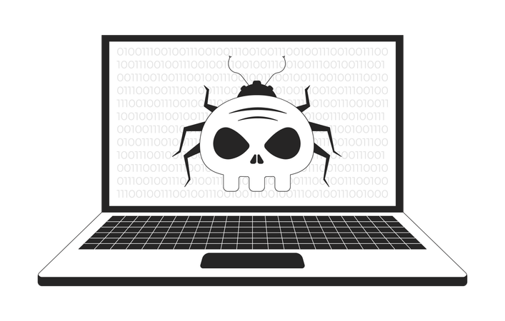 Virus bug on laptop  Illustration