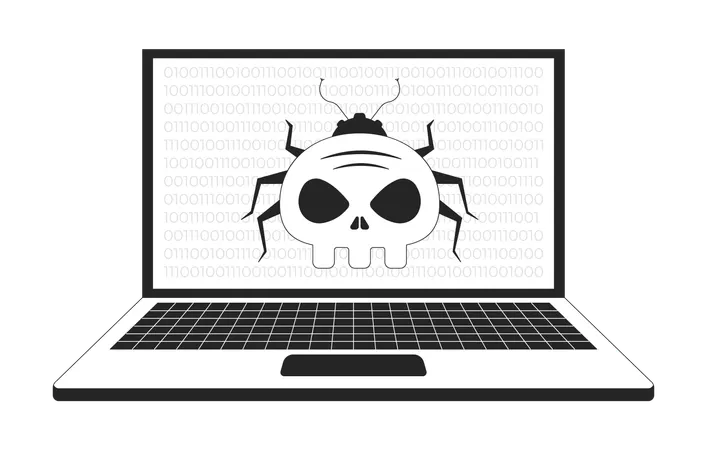 Virus bug on laptop  Illustration