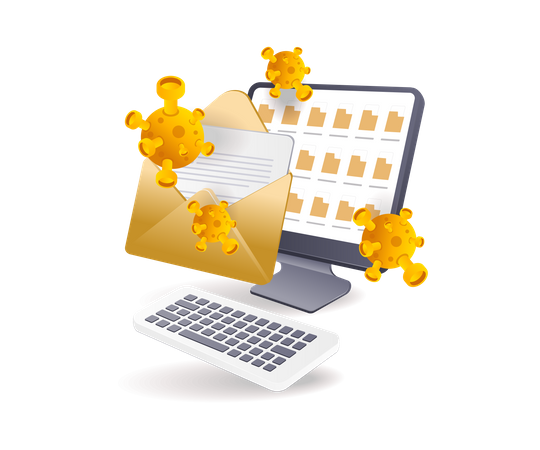Viruses attack on computer data  일러스트레이션