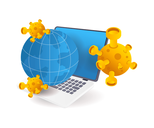 Viruses attack on world of computer technology  일러스트레이션